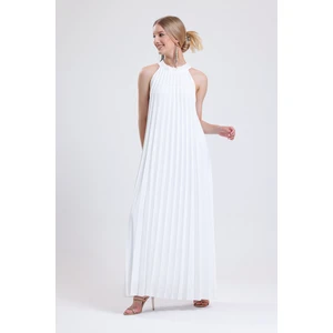 Astarlı Piliseli Uzun Abiye Desenli  Şifon Elbise | ELB3512