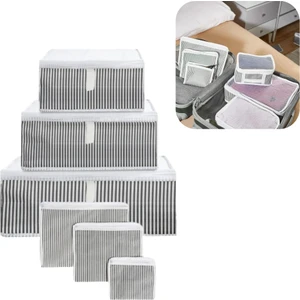 Seyahat Yolculuk Valiz Bavul Düzenleyici Organizer 6 Lı Set Gri Çizgili
