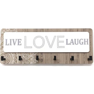 Kahverengi Desenli Live Love Lough Yazılı Anahtarlık Süs