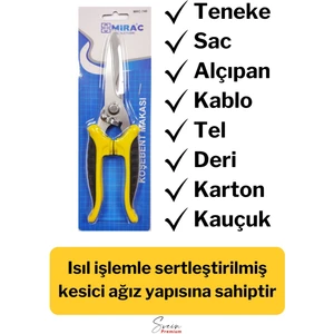 Çok Amaçlı Keskin Uçlu Paslanmaz Çelik Ağızlı Yaylı Teneke Köşebent Makası Alçıpan Makas 20 cm