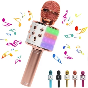 Çocuklar Için Karaoke Mikrofonu, LED Işıklı Bluetooth Kablosuz Mikrofon, Kız Erkek Yetişkinler Için Taşınabilir El Karaoke Mikrofon Hoparlör Makinesi (Gül Pembesi) (Yurt Dışından)