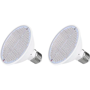 2x E27 300LED Bitki Büyüme Lambası LED Tam Spektrum Büyüme Ampuller Fide Çiçek Phyto Lamba (Yurt Dışından)