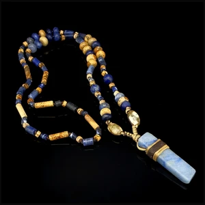 Seven Art Jewelry Aventurin Uçlu, Sodalit, Jasper, Akik, Lapis Lazuli, Doğal Taş, Bohem Kolye