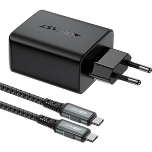 Duvar Şarj Cihazı Akıllı Şarj Cihazı Type-C To Type-C Şarj Kablo Usb-C - 60W + Usb-A - 5W + Medya Bağlantı Noktası 4K / 60Hz Gan PD65W Eu A17 Siyah Renk
