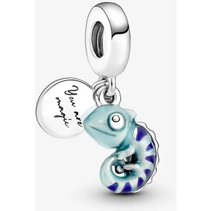 Renk Değiştiren Bukalemun Charm 925 Ayar Gümüş ve Mavi Renkli Tasarım