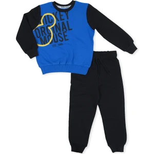 Mickey Mouse Yazı Baskılı Erkek Çocuk Alt Üst 2'li Eşofman Takım