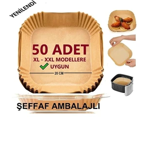 Open Home Airfryer Pişirme Kağıdı Xl-Xxl 50 Adet Kare Fritöz Kağıdı Tek Kullanımlık 20 cm