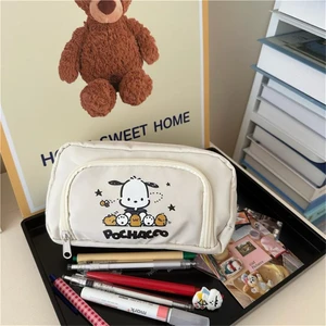 CCmoo Pretty Pacha Köpek Flip Kalem Çift Katmanlı Ins Stil Niş Büyük Kapasiteli Yüksek Görünümlü Okul Malzemeleri Kırtasiye Depolama Baskılı Pacha Köpek Kalem Kutusu (Yurt Dışından)