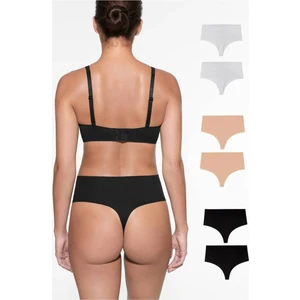 Gecko Collection Gecko Lazer Kesim Yüksek Bel Toparlayıcı Tanga Külot 6 Adet