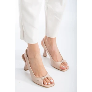 Felya Arkası Açık Topuklu Ayakkabı Bej