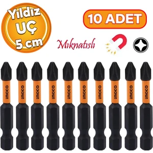 Bits Uç Ph2 50 mm Vida Sökme 5 cm Yıldız Matkap Vidalama Ucu S2 Çeliği Mıknatıslı 10 Adet