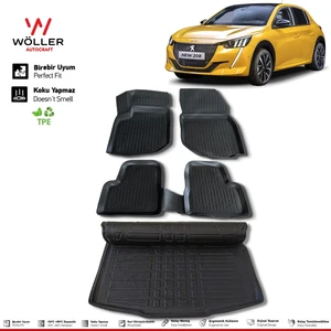 Peugeot 208 Paspas Bagaj Havuzu Set 2021 Sonrası 3D Ultraflex Set