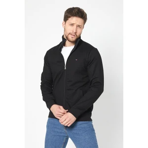 Erkek Siyah Uzun Kollu Önü Fermuarlı Hırka MTLCE8293-SIYAH