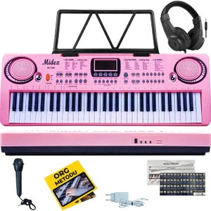 PS-1500PK-H Başlangıç İçin Pembe 61 Tuşlu Org Kulaklık Notalık Mikrofon Metod (100 Ses 100 Ritim)