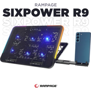 Sıxpower R9 6 Fan Rgb Işıklı Telefon Tutuculu Notebook Soğutucu