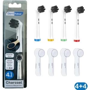 Charcoal - Ekstra Beyazlık Oral-B Uyumlu Diş Fırçası Başlığı + Fırça Koruma Kapağı
