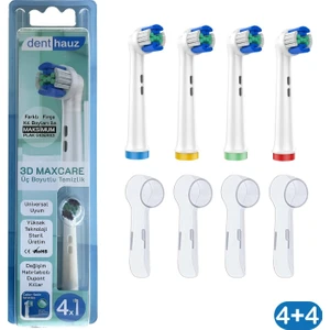 3D Maxcare - 3 Boyutlu Temiizlik Oral-B Uyumlu Diş Fırçası Başlığı + Fırça Koruma Kapağı