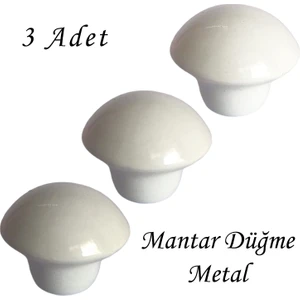 3 Adet Beyaz Mantar Düğme Kulp Mobilya Çekmece Dolap Kapak Kulbu Metal Kulp Aksesuarları Vidalı