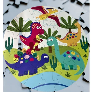 İhtiyaç AVM Ceo Design 42 cm Dev Ahşap Puzzle Dinozor Temalı 25 Parça Ayaklı Stand Hediyeli.