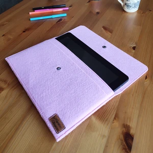 Ju Yaratıcı Tasarım  Keçe Tablet Kılıfı Pembe Apple Samsung Asus Lenovo  Casper Tüm Markalara Uyumlu