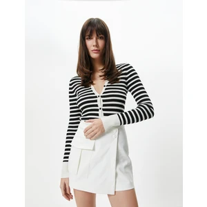 Kargo Şort Etek Cep Detaylı Mini Düğmeli Normal Bel