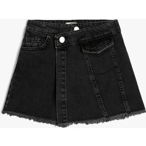 Jean Skort Pocket Detail Envelop Closure Cotton