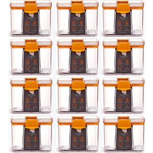 Mars & Hars 12LI Küçük Boy Sızdırmaz-Çift Kilit Klipsli-Vakum Kapaklı Erzak-Baharat Saklama Kabı