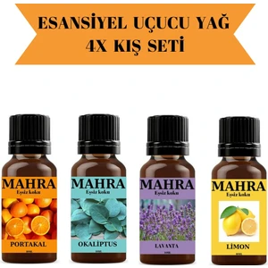 Mahra Shop Mahra 4'lü Set Esansiyel Uçucu Koku Yağı Buhurdanlık Yağı Difüzör Esansı Ortam Oda Kokusu 10 ml x 4 Adet