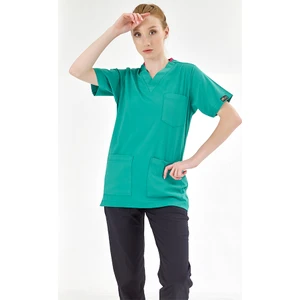Çizgi Medikal Silva Lüks Likra Kumaş Doktor Hemşire Tek Üst Forma Ameliyathane Yeşili
