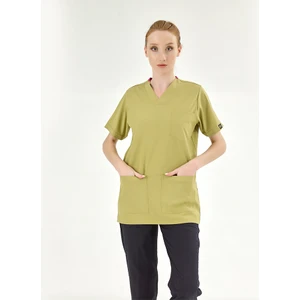 Çizgi Medikal Silva Lüks Likra Kumaş Doktor Hemşire Tek Üst Forma Antep Fıstığı