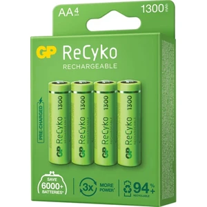 Gp Recyko 1300 Nı-Mh R6 Şarjlı Aa 4 Lü Kalem Pil 6000 Tek Kullanımlık Pile Eşittir Şarjlı Pil