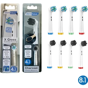 Kombo Set x Cross + Charcoal Yumuşak Oral-B Uyumlu Yedek Diş Fırçası Başlıkları