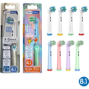 Kombo Set x Cross + Kids Fun Yumuşak Oral-B Uyumlu Yedek Diş Fırçası Başlıkları