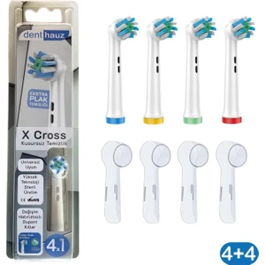 x Cross - Kusursuz Temizlik Oral-B Uyumlu Diş Fırçası Başlığı + Fırça Koruma Kapağı