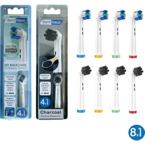 Kombo Set 3D Maxcare + Charcoal Yumuşak Oral-B Uyumlu Yedek Diş Fırçası Başlıkları