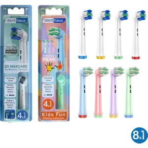 Kombo Set 3D Maxcare + Kids Fun Yumuşak Oral-B Uyumlu Yedek Diş Fırçası Başlıkları