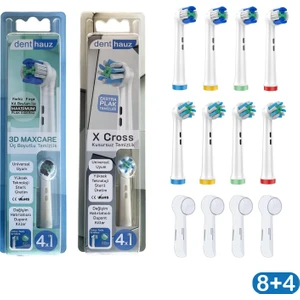 Süper Set 3D Maxcare + x Cross Oral-B Uyumlu Diş Fırçası Başlıkları + Fırça Koruma Kapağı