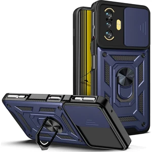 Xiaomi Redmi K40 Gaming Için Halka Ayaklı ve Kayar Kamera Kapaklı Telefon Kılıf (Yurt Dışından)