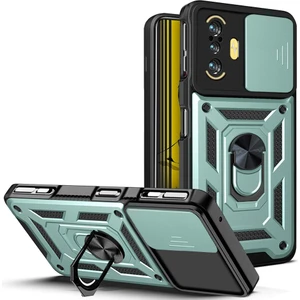 Xiaomi Redmi K40 Gaming Için Halka Ayaklı ve Kayar Kamera Kapaklı Telefon Kılıf (Yurt Dışından)