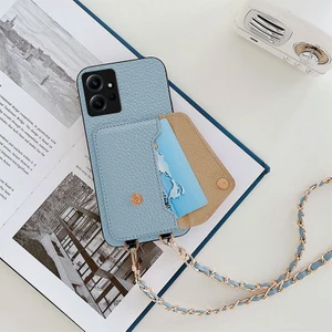Xiaomi Redmi Note 12 Uyumlu Kılıf Zebana Boyun Askılı Deri Kılıf Açık Mavi