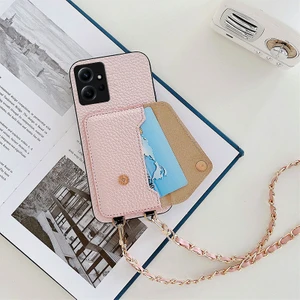 Xiaomi Redmi Note 12 Uyumlu Kılıf Zebana Boyun Askılı Deri Kılıf Rose Gold