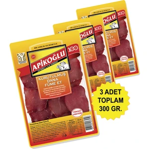 Yüksek Proteinli Kurutulmuş Dana Füme Et 100 Gr. Üçlü Paket (Toplam 300 Gr.)