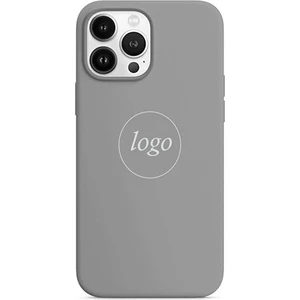 Apple iPhone 15 Pro Max Ile Uyumlu Premium Kılıf Kadife Iç Yüzey Logo Lansman Kapak Gri