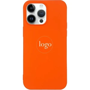 Apple iPhone 15 Pro Ile Uyumlu Premium Kılıf Kadife Iç Yüzey Logo Lansman Kapak Turuncu