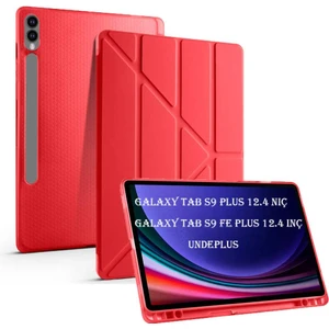 Samsung Galaxy Tab S9 FE Plus/S10 Plus Kılıf Kalem Bölmeli Trifolding Case X610 X616 X820 X826 X828