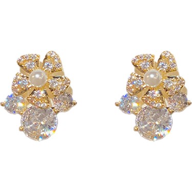 Zirkonya Çiçek Saplama Küpeler, Küçük ... Zirkonya Çiçek Saplama Küpeler, Küçük ...