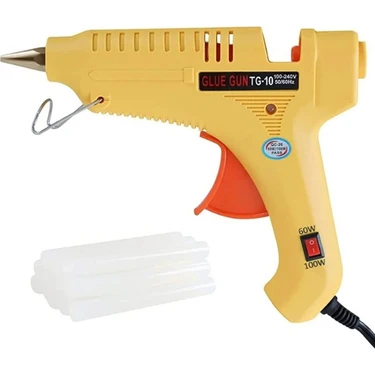 Janissary 100WATT Sıcak Silikon Tabancası Plastik Saplı 10 Adet 30CM Şeffaf Çubuk ile