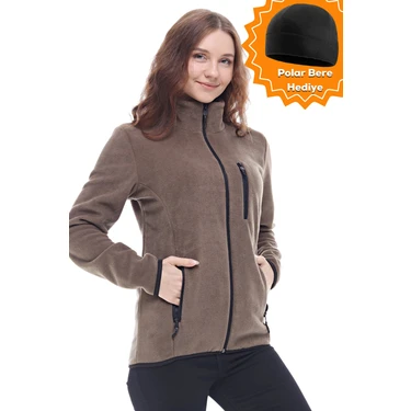 Ghassy Co. Kadın Pro Rüzgar Geçirmez 5 Cepli Tam Fermuarlı Outdoor Polar Ceket