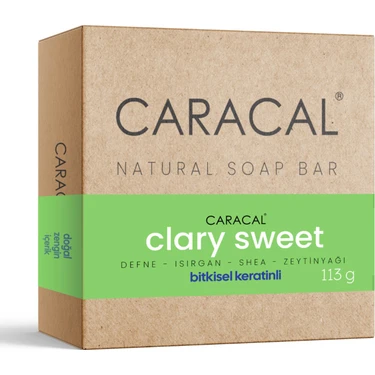 Caracal Clary Sweet Doğal Katı Sabun Defne Isırgan Shea Zeytinyağı Hindistan Cevizi Yağı