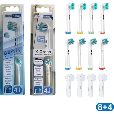 Denthauz Süper Set Comfy + x Cross Oral-B Uyumlu Diş Fırçası Başlıkları + Fırça Koruma